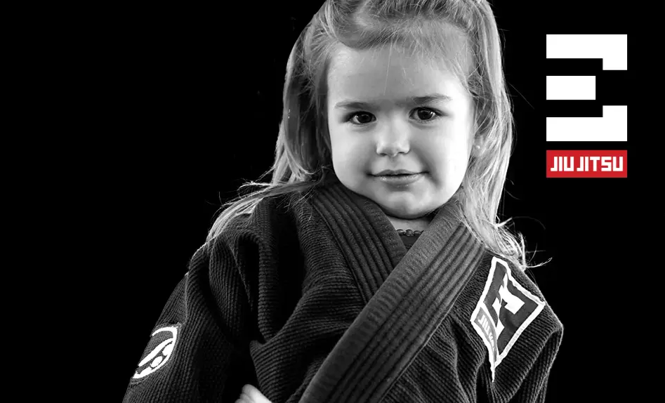 Young toddler in a gi ready for a Kids 1 Jiu-Jitsu class at Elementum